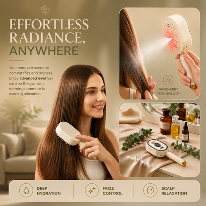 Rechargeable Hair Straightener Brush with Detangling Comb
