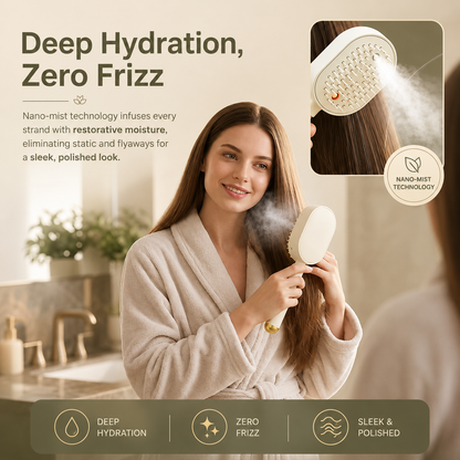 Rechargeable Hair Straightener Brush with Detangling Comb
