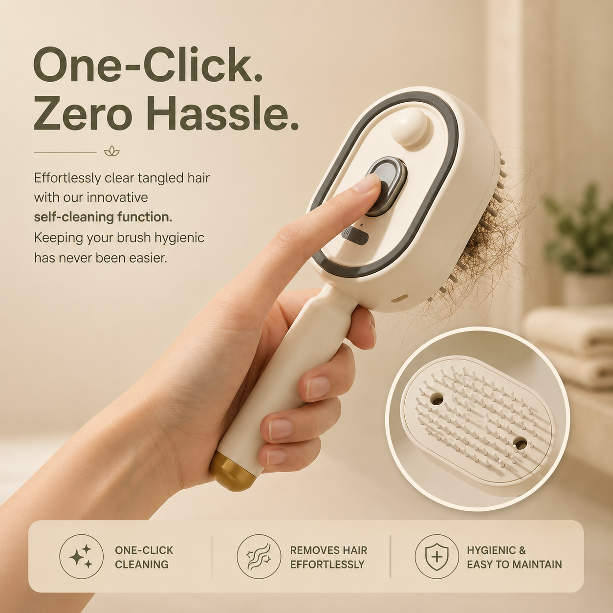 Rechargeable Hair Straightener Brush with Detangling Comb