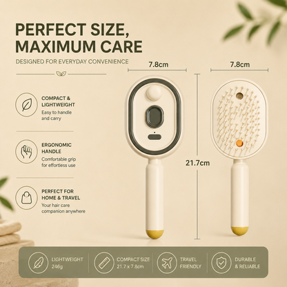Rechargeable Hair Straightener Brush with Detangling Comb
